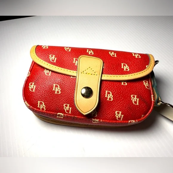 Dooney & Bourke Red and Tan Logo Wristlet - Picture 5 of 9